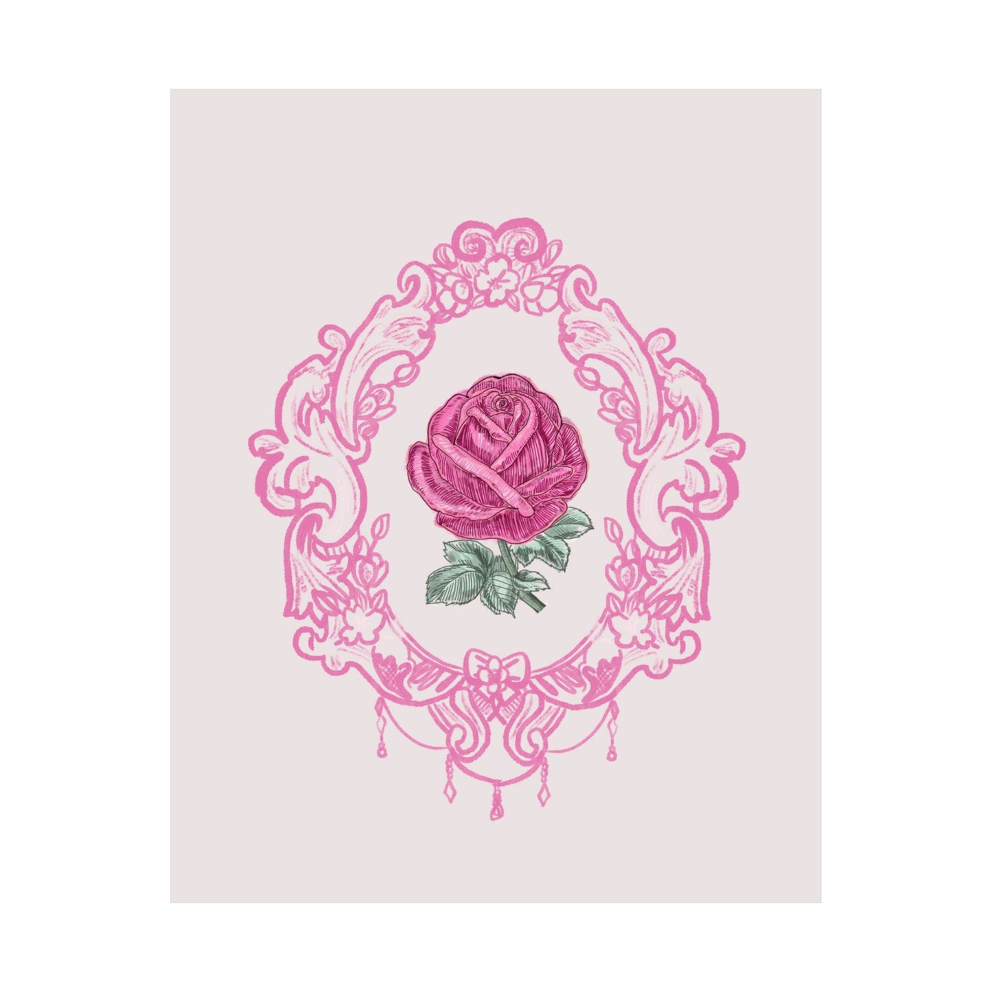 Pink Vintage Rose Matte Poster | Floral Wall Art | Victorian Frame