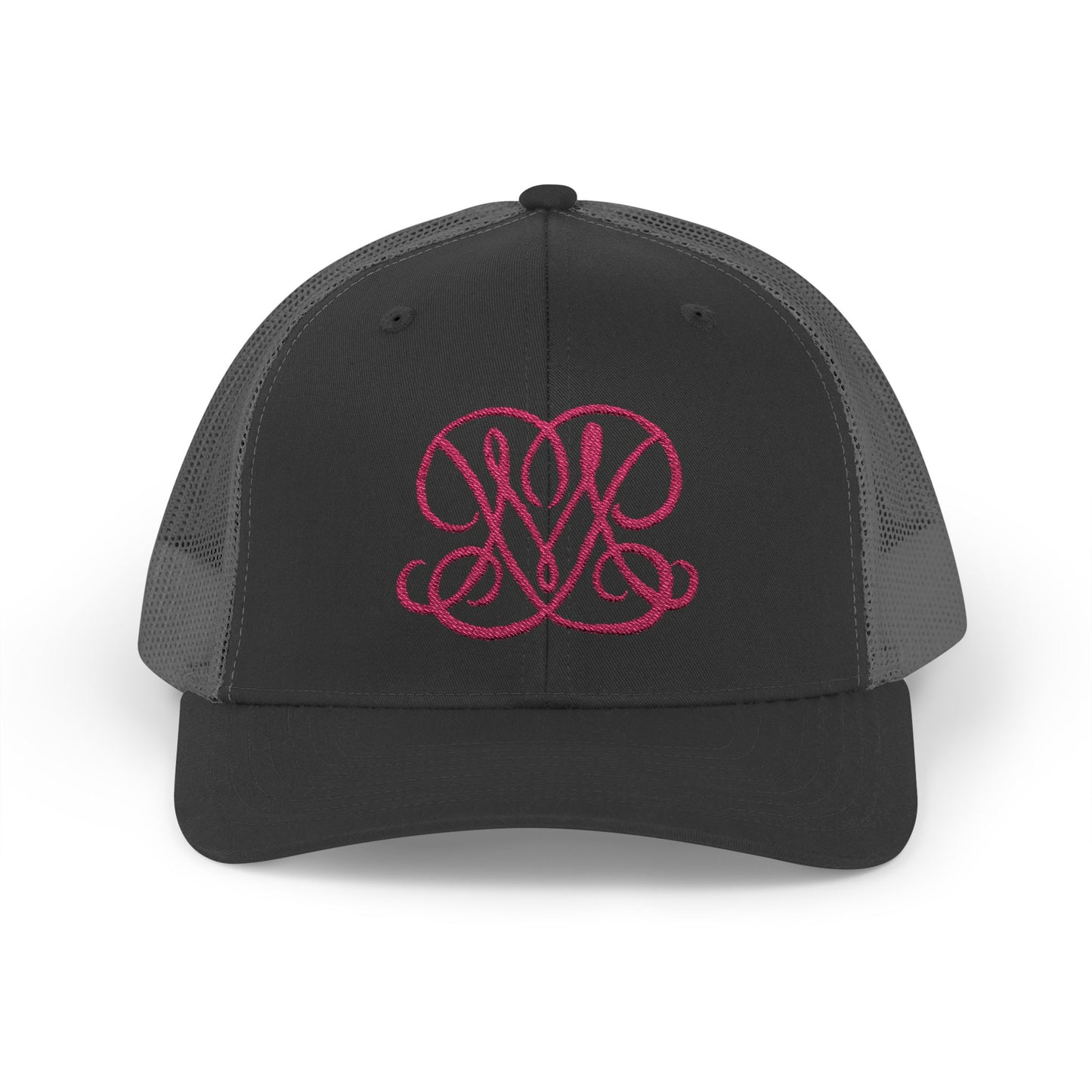 Embroidered Princess Marzipan logo Trucker Cap — Personalized Script Patch Snapback