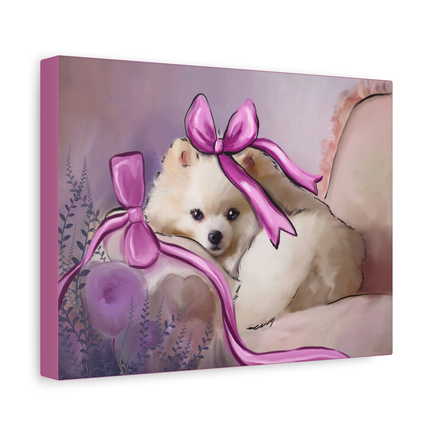 Princess Diamond Baby on a Blush Chaise, Printed on Matte Canvas