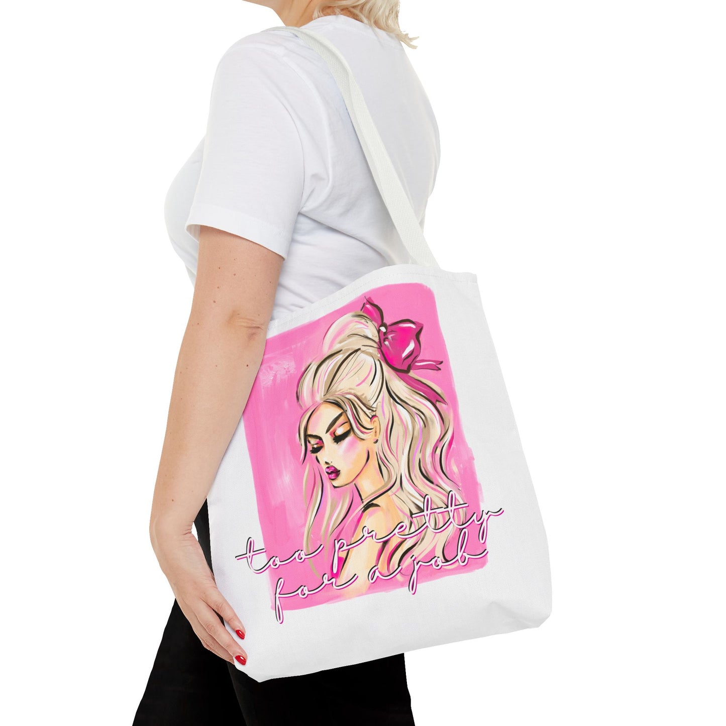 Pink Glam Tote Bag — Feminine Fashion Illustration Canvas Tote