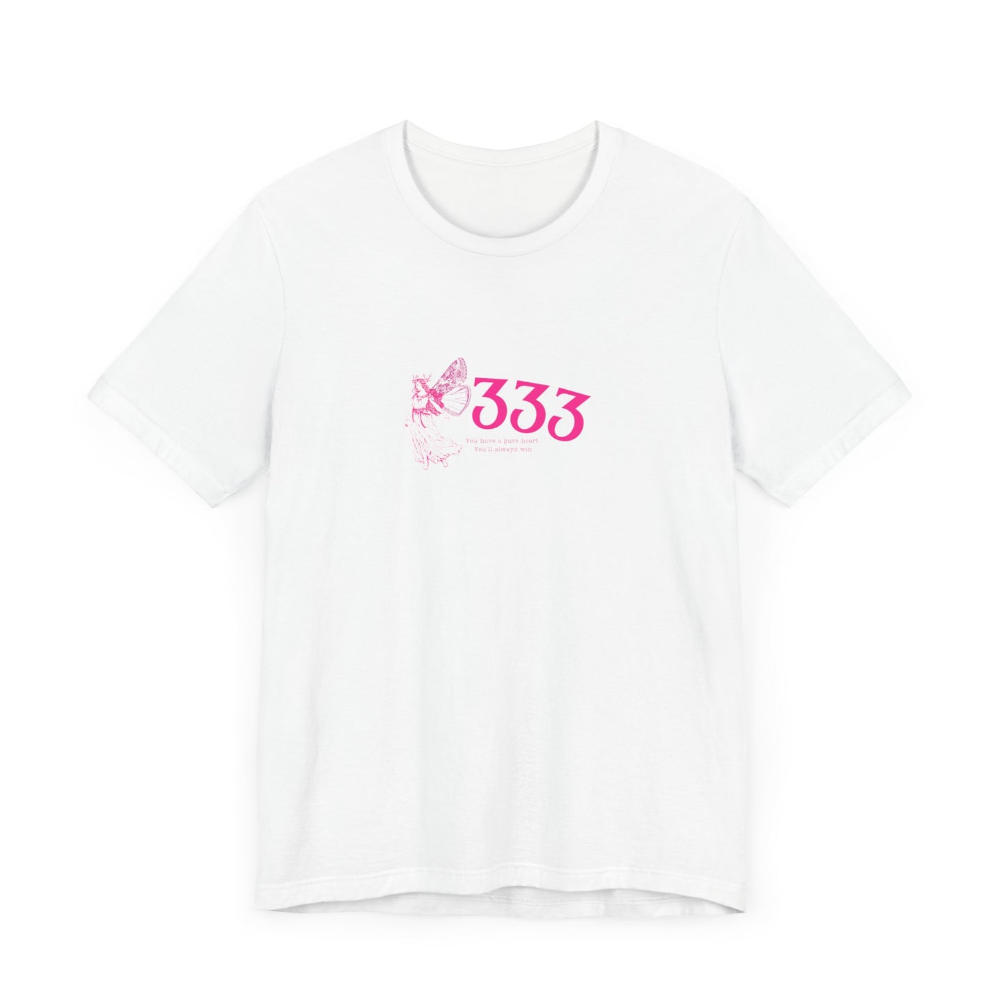 Angel Number 333 Unisex Tee, Spiritual Blessings Shirt, Pute Heart Graphic Top, Short Sleeve T-Shirt, Gift for Meditation, Reiki Healing