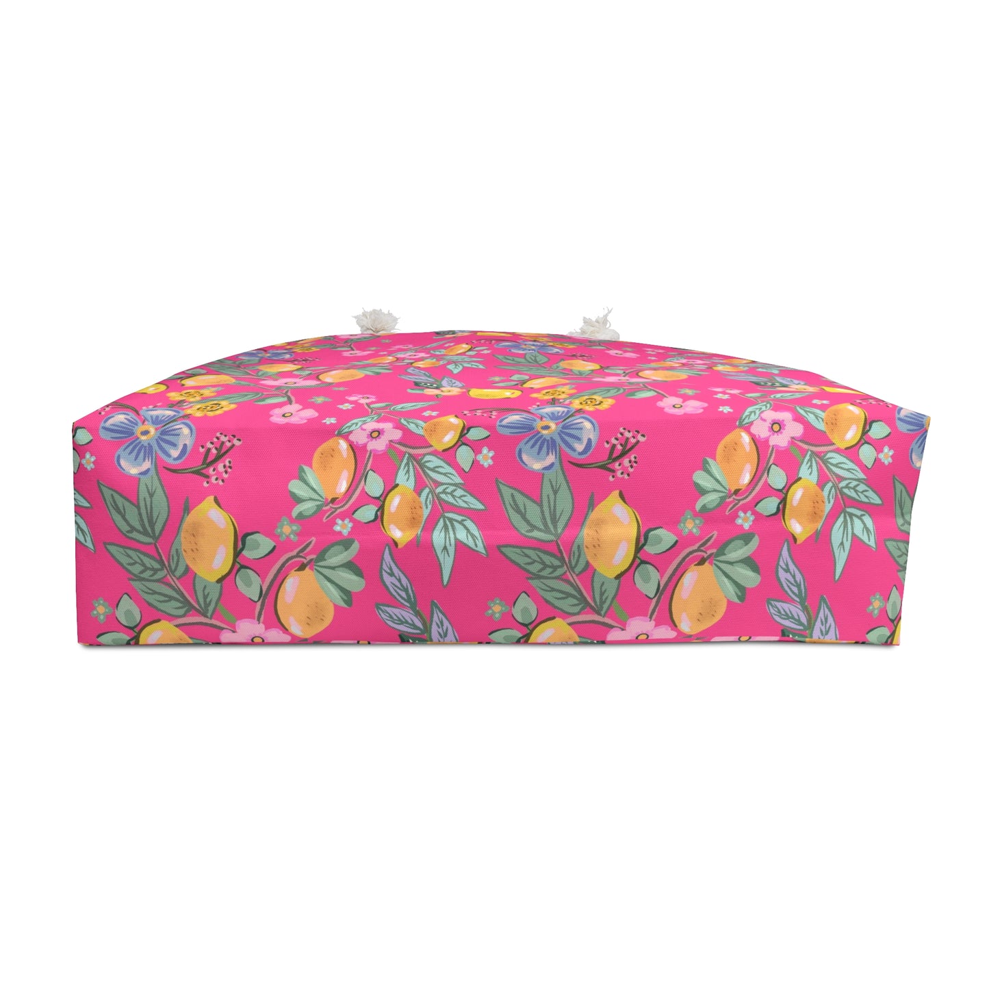 Pink Lemon Floral Weekender Bag — Bright Lemon & Blossom Travel Tote