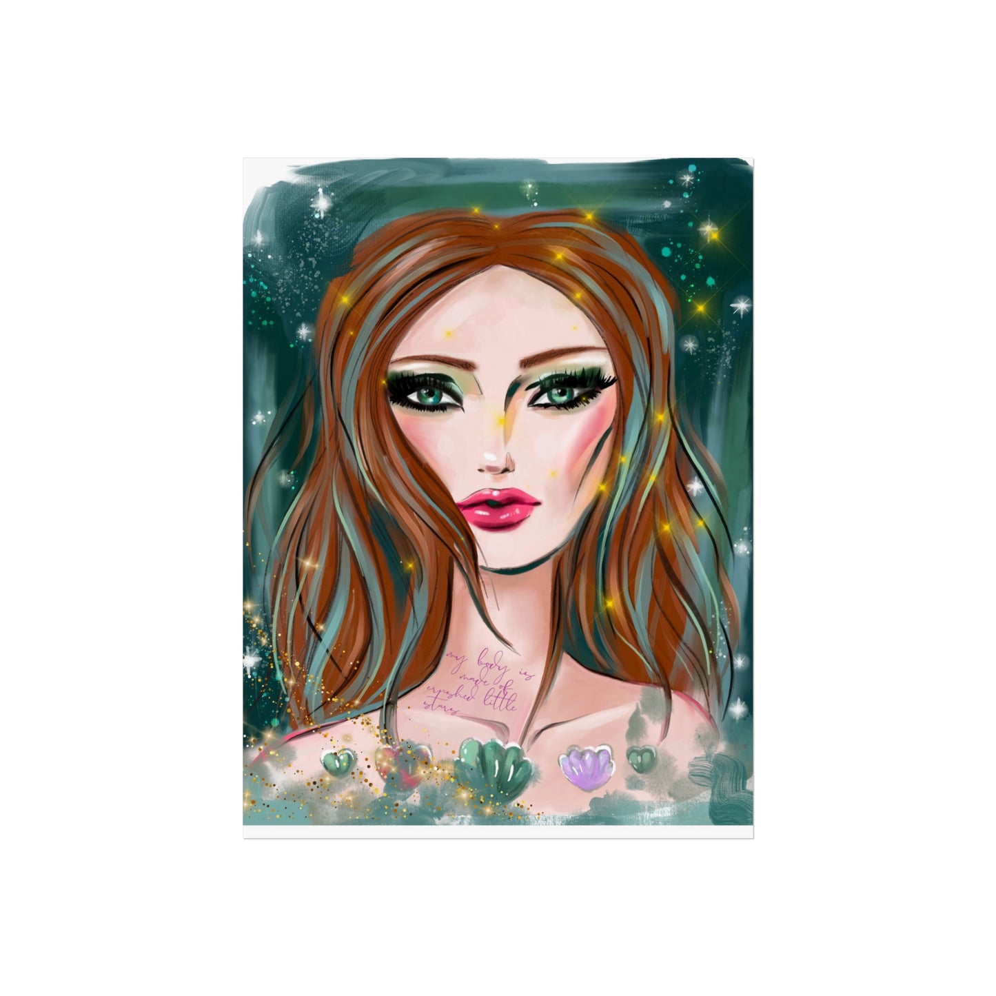 Fine Art Poster — Ethereal Mermaid Portrait Wall Art Print
