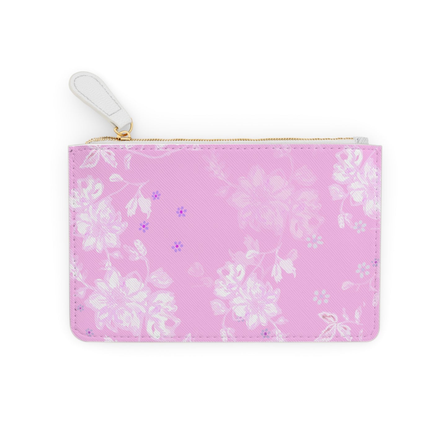 Floral Pink Mini Clutch Bag – Petite Zip Pouch with Delicate Blossom Pattern