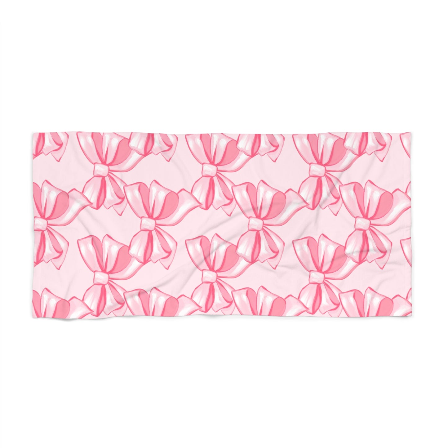 Pink Bow Pattern Beach Towel | Girly Ribbon Print