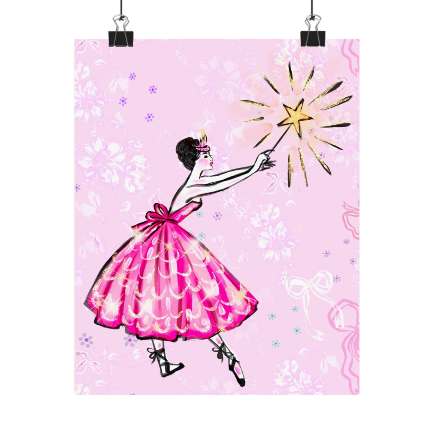 Ballerina Star Matte Poster — Pink Fairy-Tale Wall Art for Girls’ Rooms