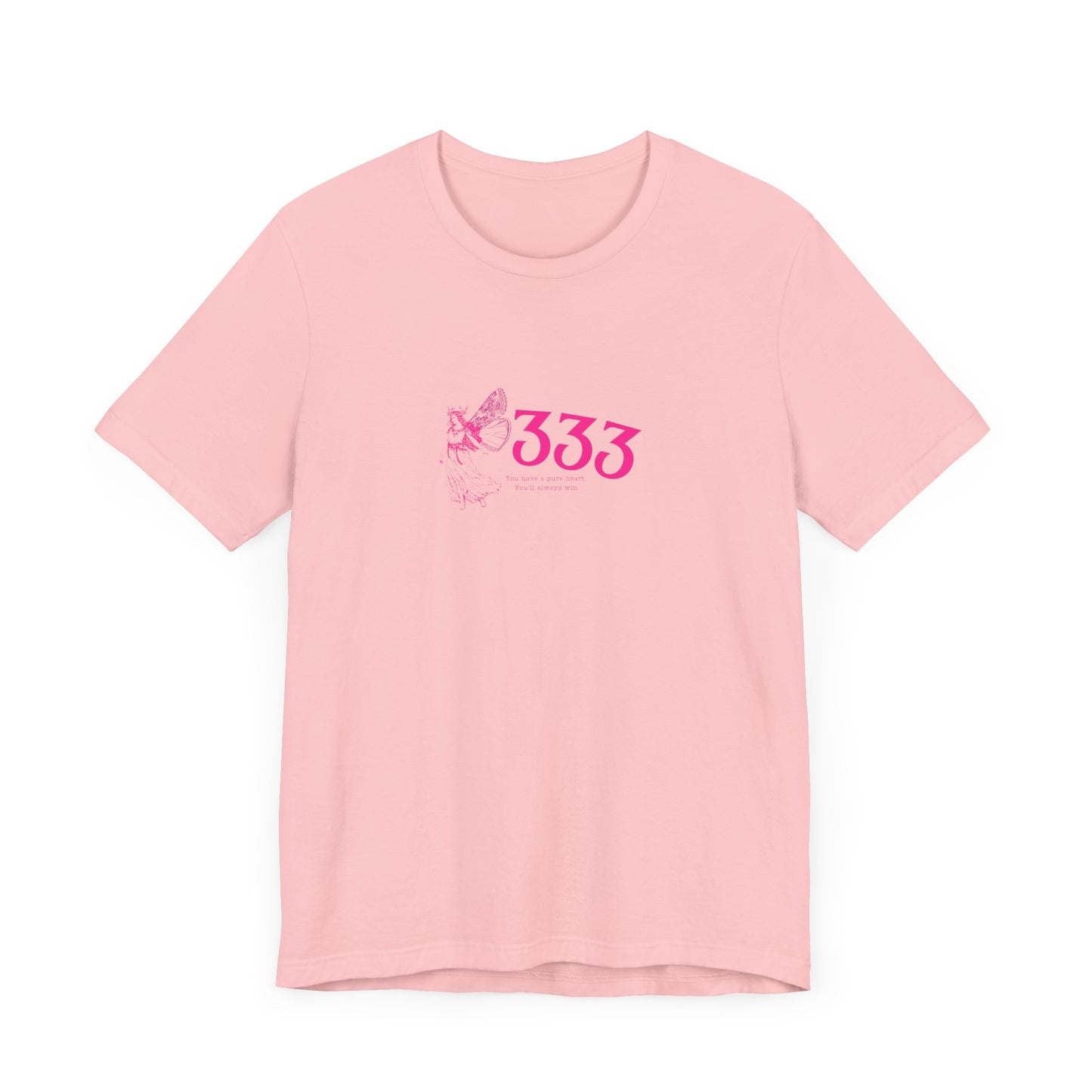 Angel Number 333 Unisex Tee, Spiritual Blessings Shirt, Pute Heart Graphic Top, Short Sleeve T-Shirt, Gift for Meditation, Reiki Healing