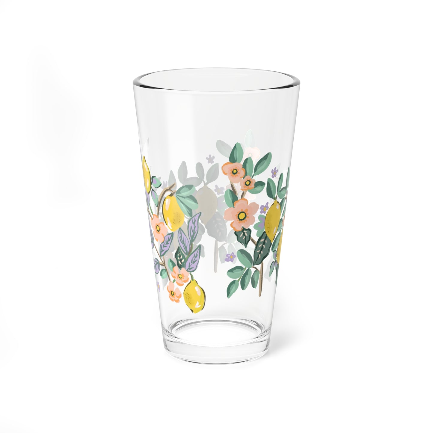 Lemon Blossom Mixing Glass — 16oz Decorative Cocktail Shaker Glass