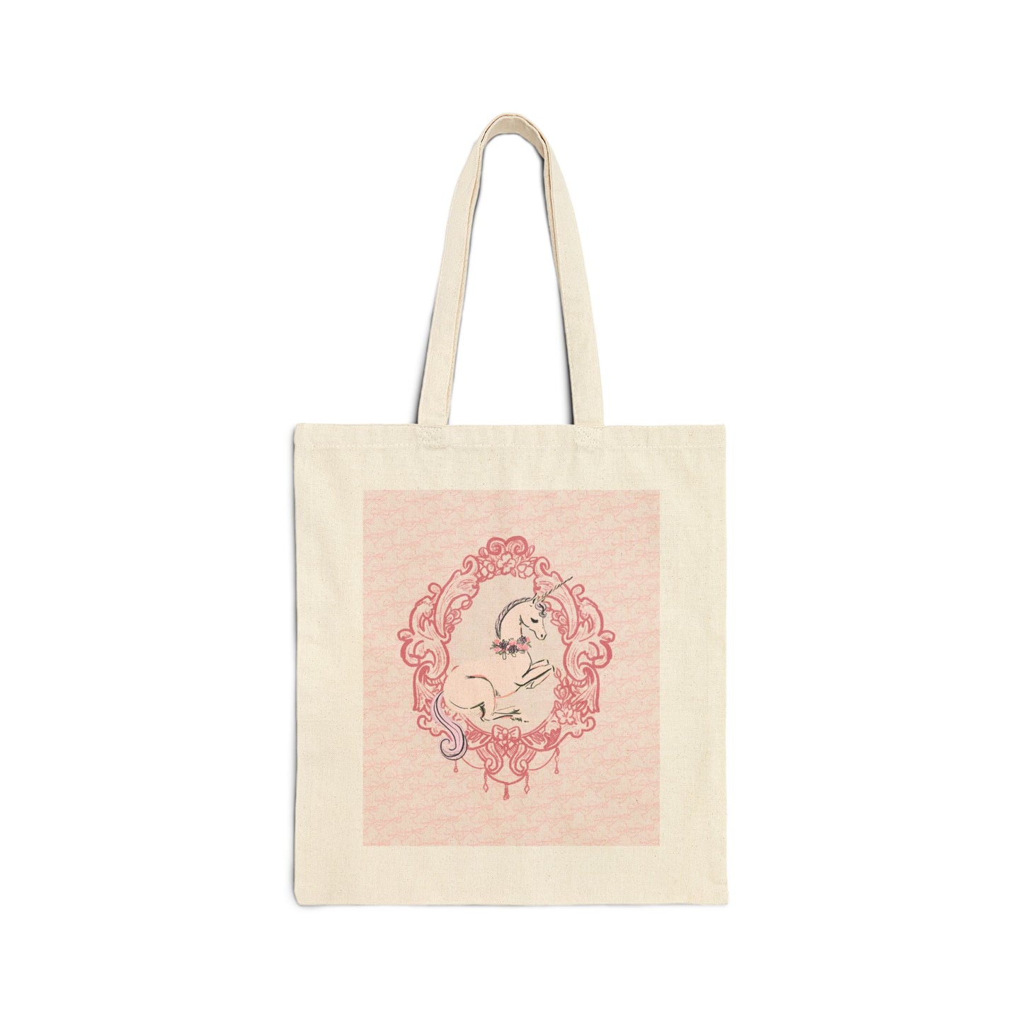 Pink Swan Illustration Tote Bag | Vintage Damask Background, Feminine Animal Art