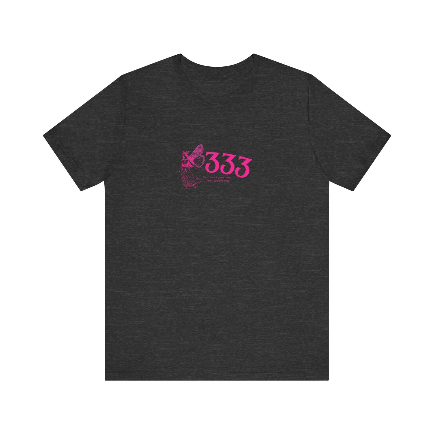Angel Number 333 Unisex Tee, Spiritual Blessings Shirt, Pute Heart Graphic Top, Short Sleeve T-Shirt, Gift for Meditation, Reiki Healing