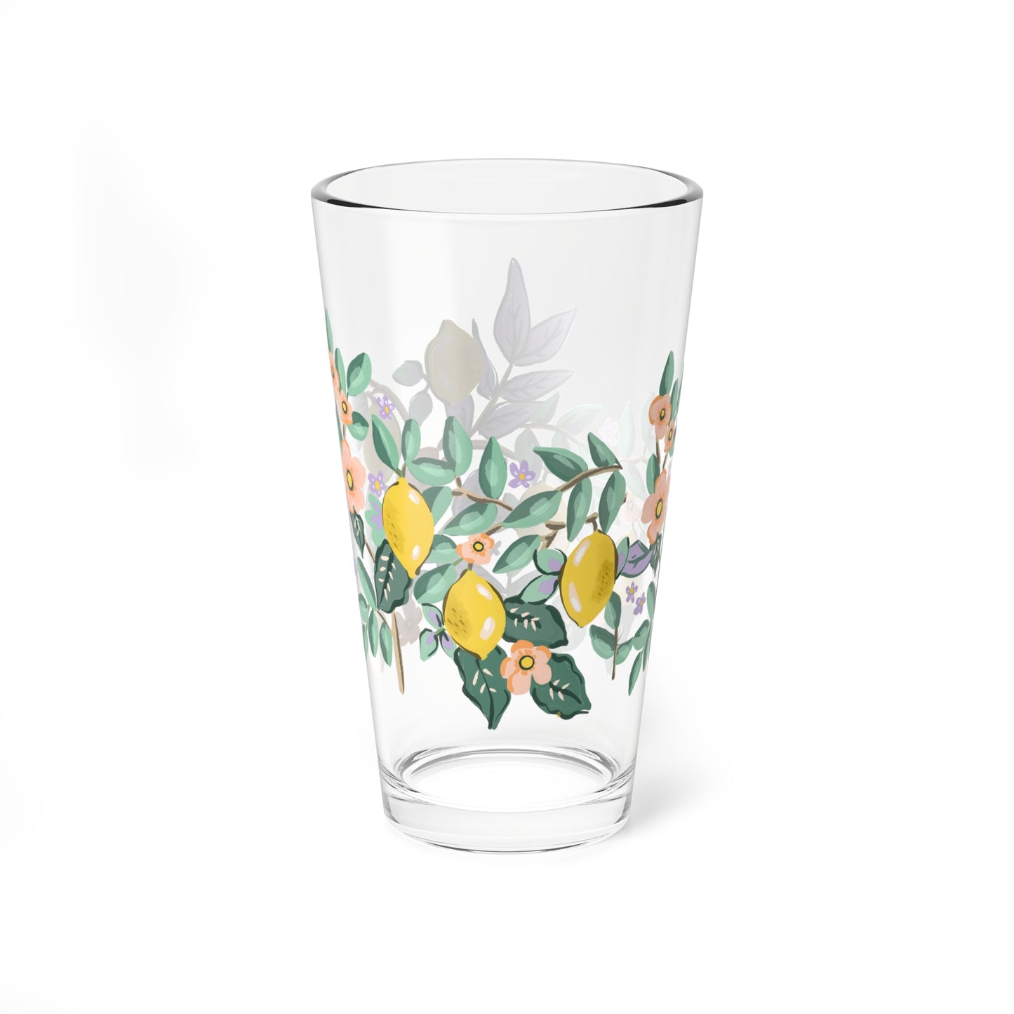 Lemon Blossom Mixing Glass — 16oz Decorative Cocktail Shaker Glass