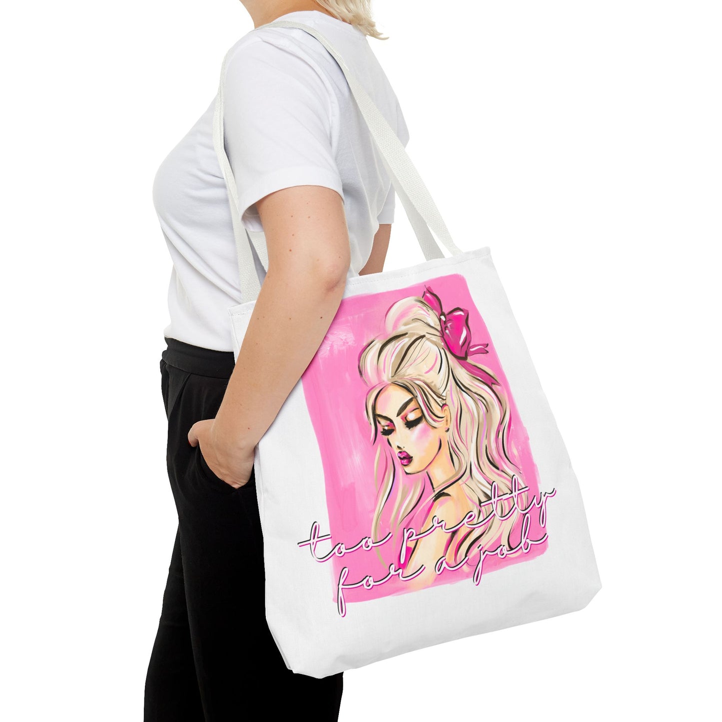 Pink Glam Tote Bag — Feminine Fashion Illustration Canvas Tote