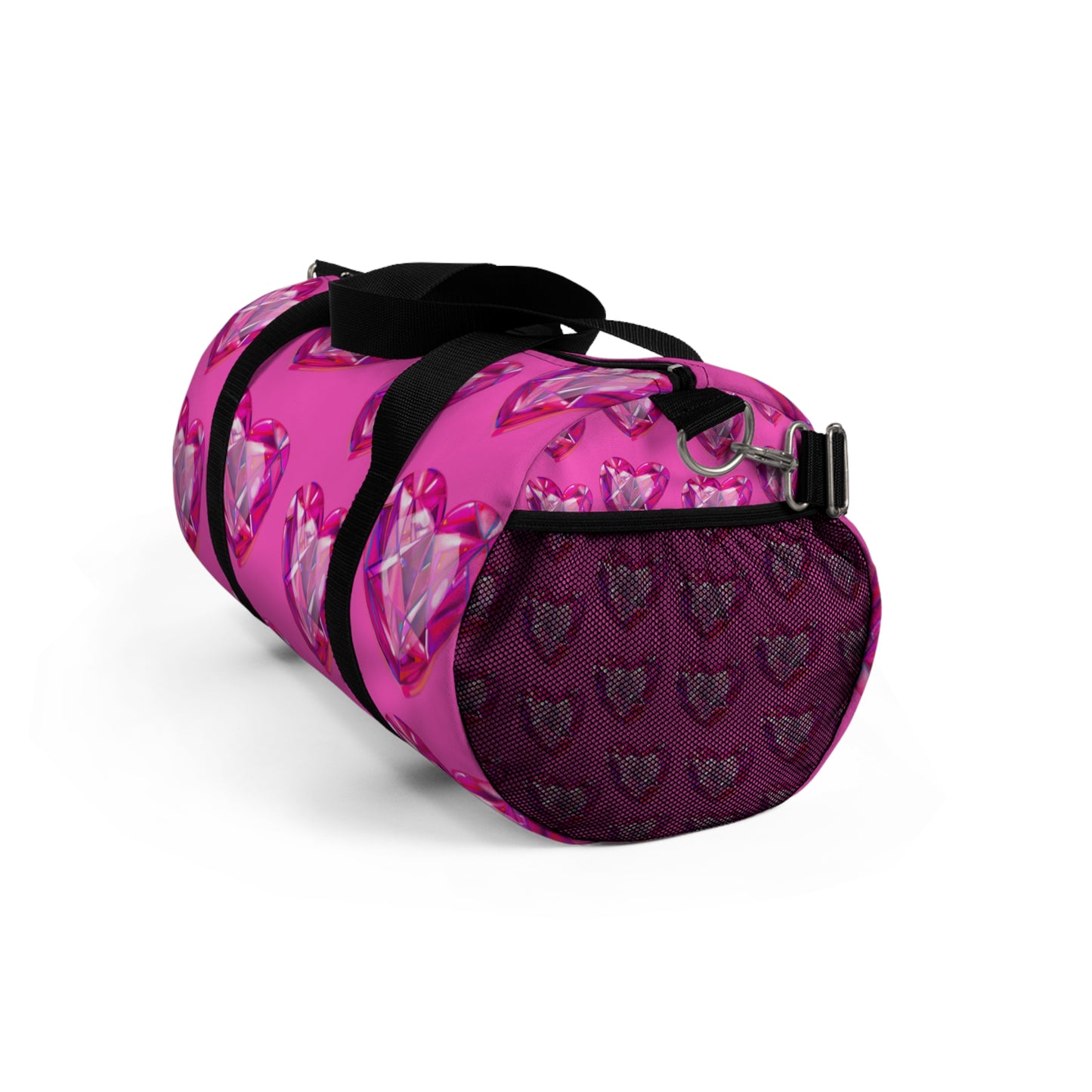 Pink Crystal Heart Duffel Bag — Sparkling Travel Gym Bag