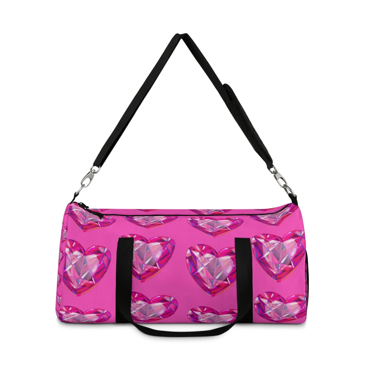 Pink Crystal Heart Duffel Bag — Sparkling Travel Gym Bag