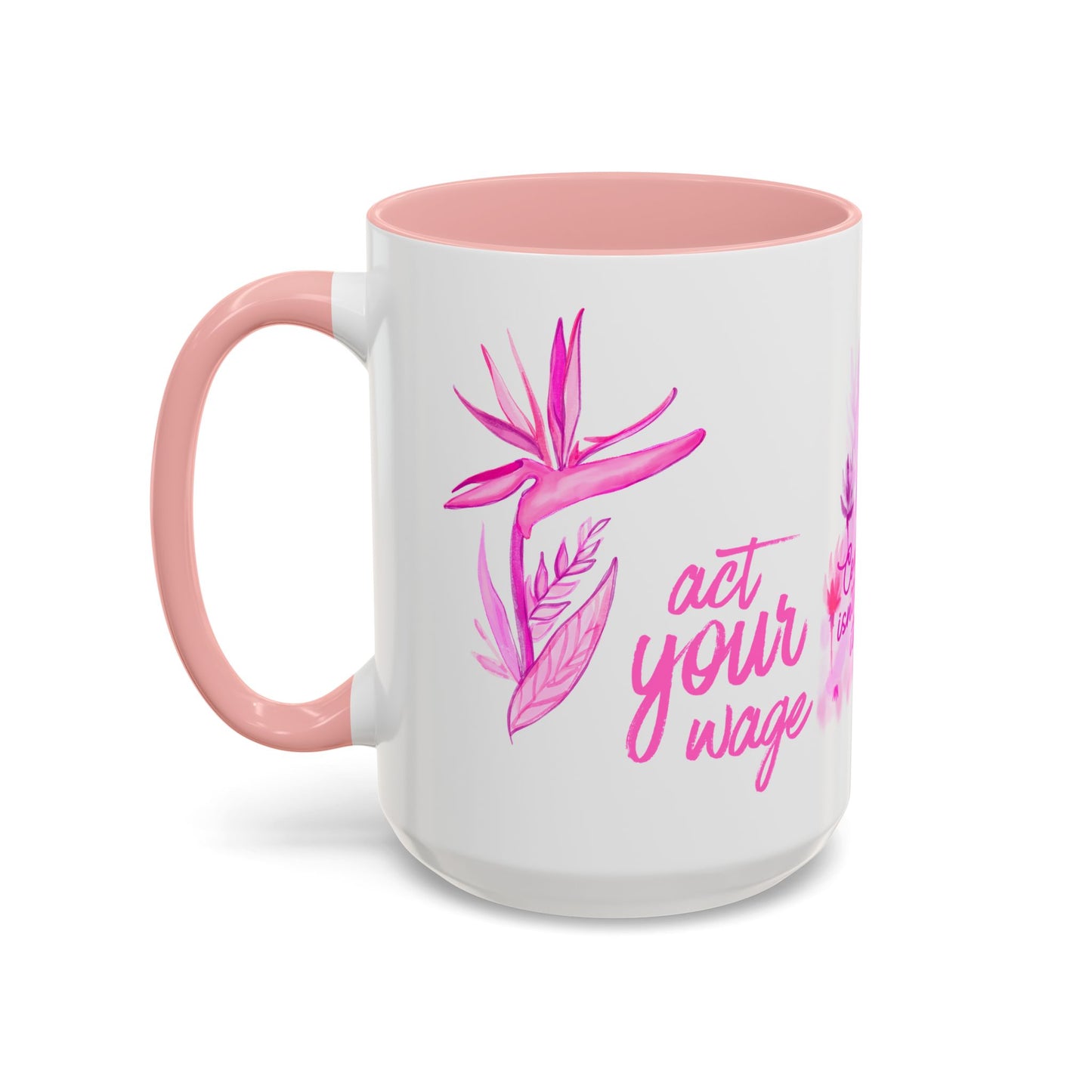 Pink Floral Confidence Coffee Mug — “Confidence isn’t earned, it’s learned”