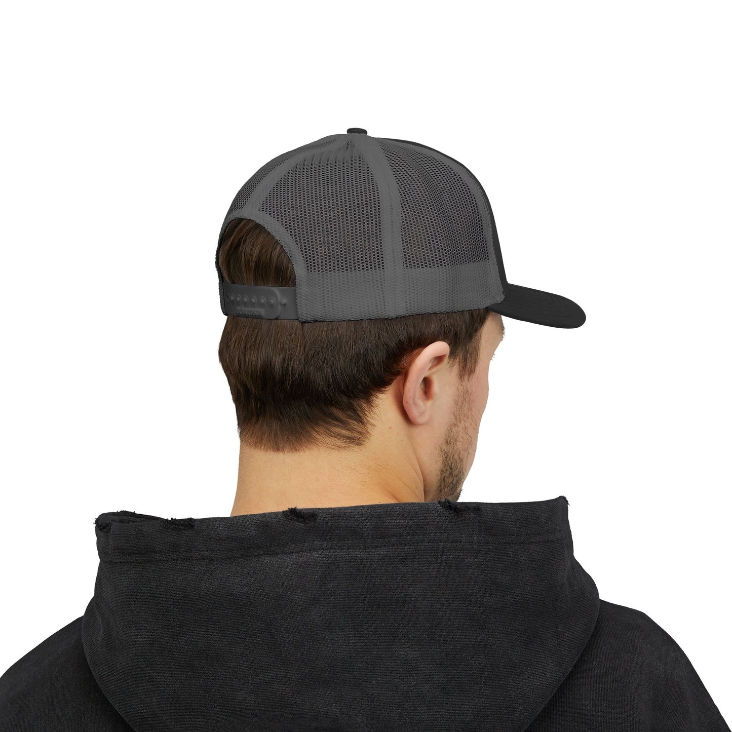 Embroidered Princess Marzipan logo Trucker Cap — Personalized Script Patch Snapback