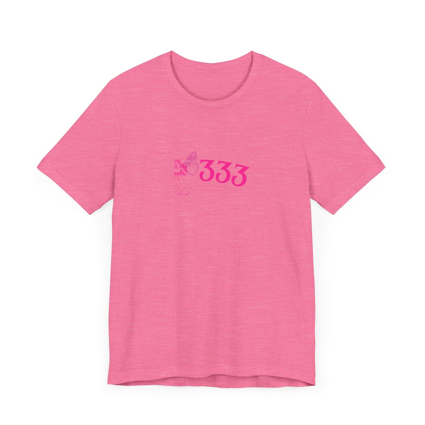 Angel Number 333 Unisex Tee, Spiritual Blessings Shirt, Pute Heart Graphic Top, Short Sleeve T-Shirt, Gift for Meditation, Reiki Healing