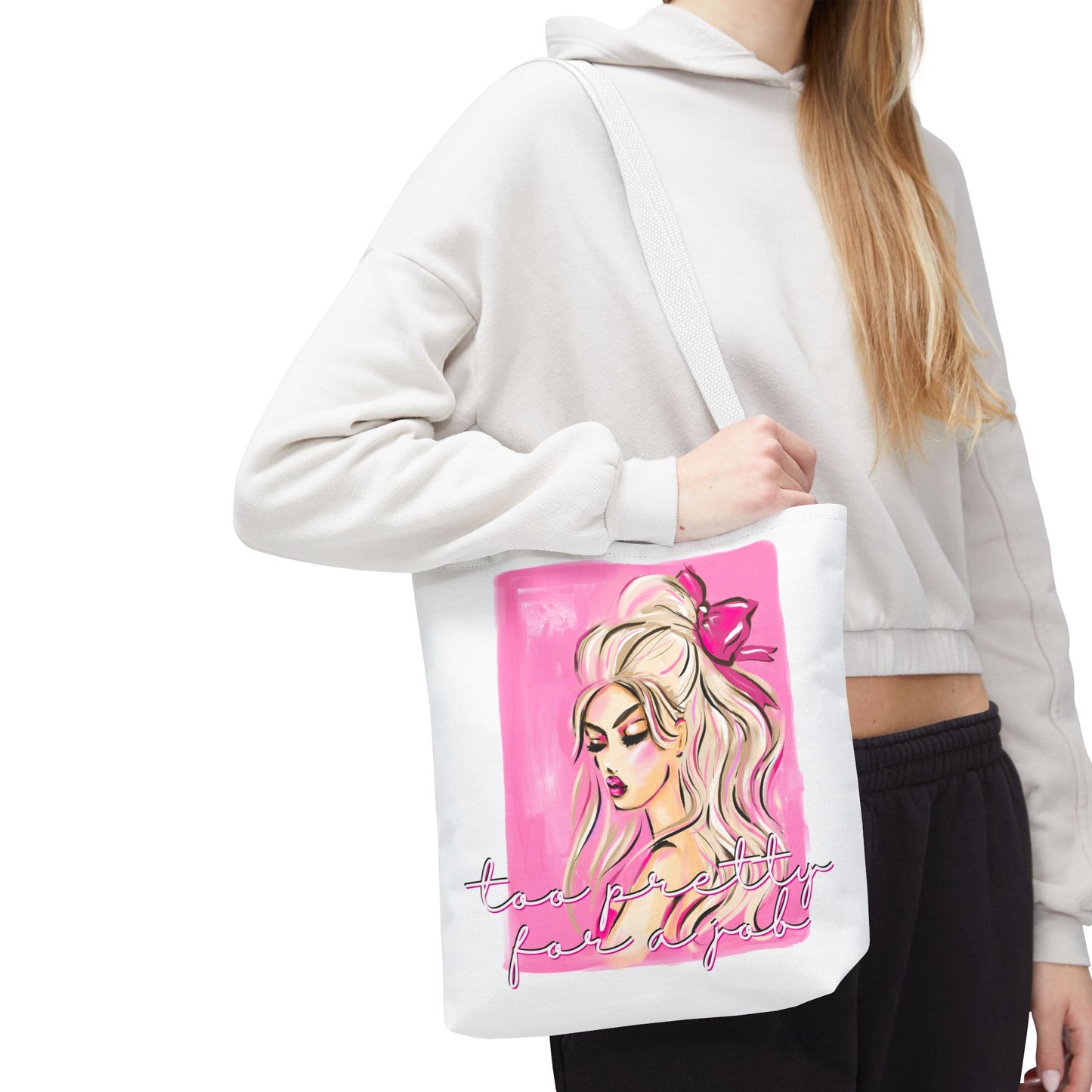 Pink Glam Tote Bag — Feminine Fashion Illustration Canvas Tote