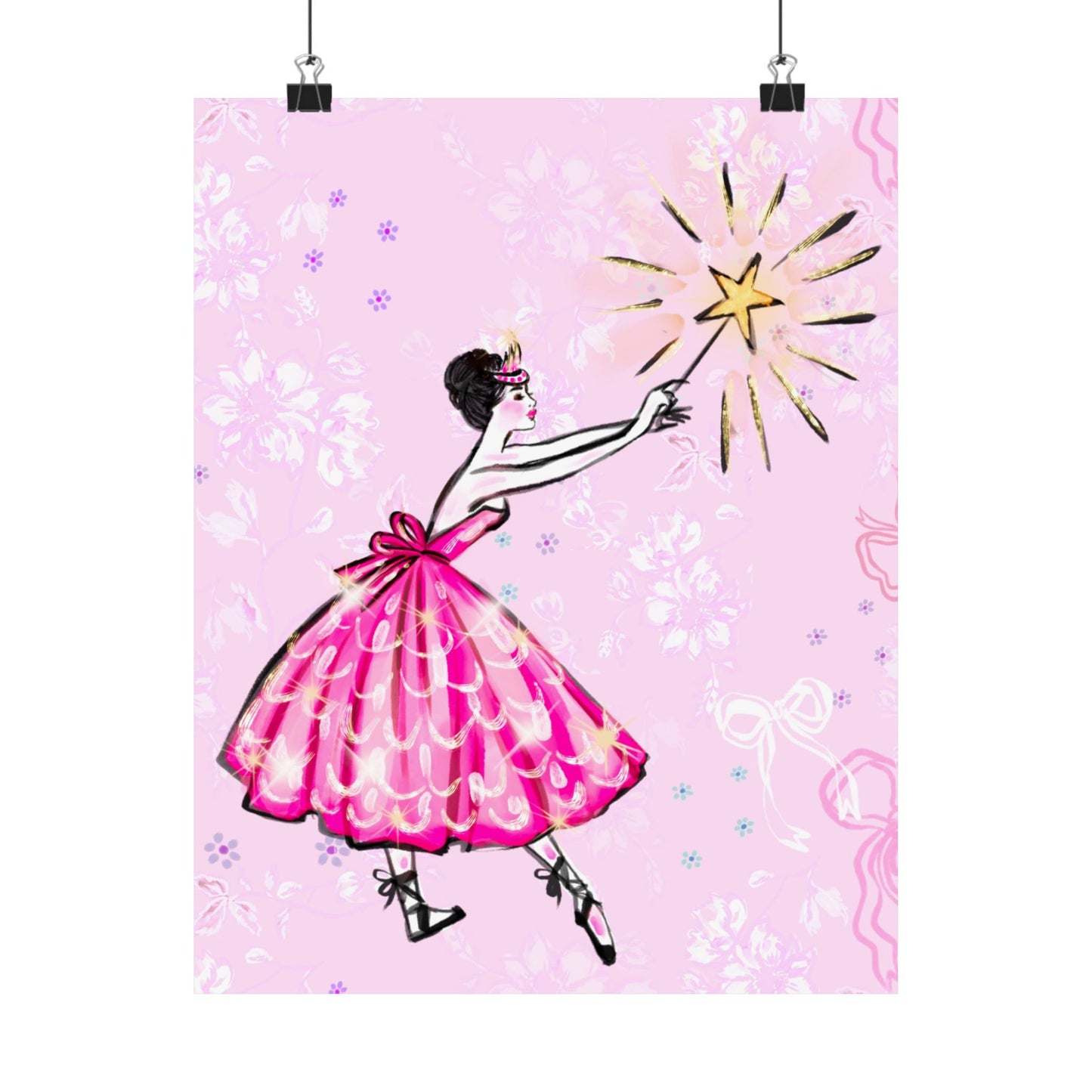Ballerina Star Matte Poster — Pink Fairy-Tale Wall Art for Girls’ Rooms