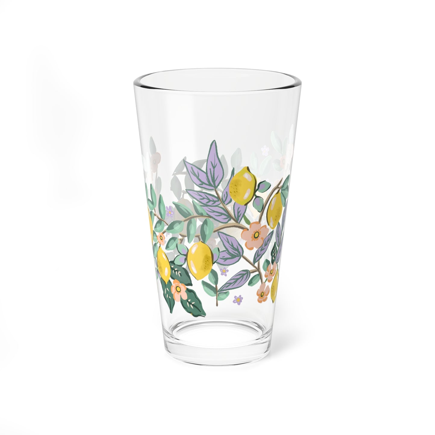 Lemon Blossom Mixing Glass — 16oz Decorative Cocktail Shaker Glass