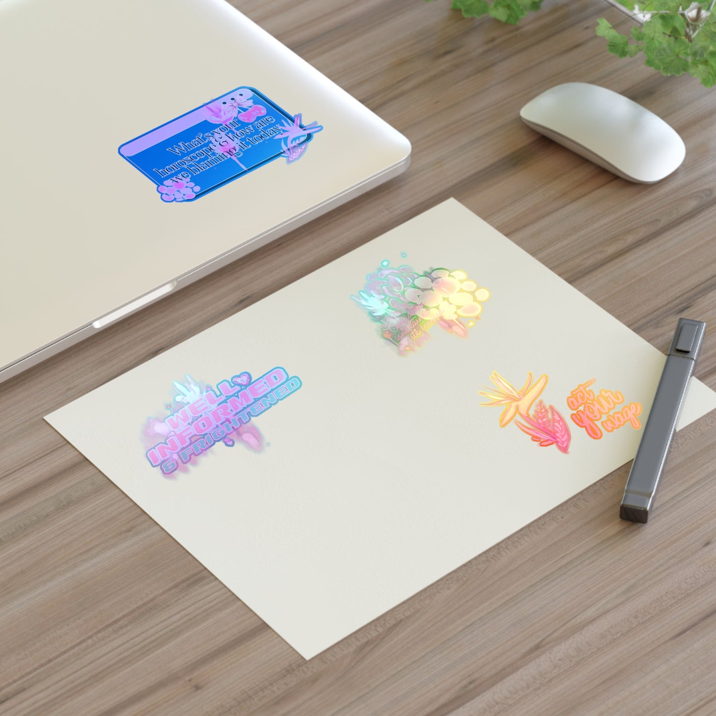 Well Informed & Frightened Pink Aesthetic Sticker Sheet — Horoscope, Floral & “Act Your Way” Designs