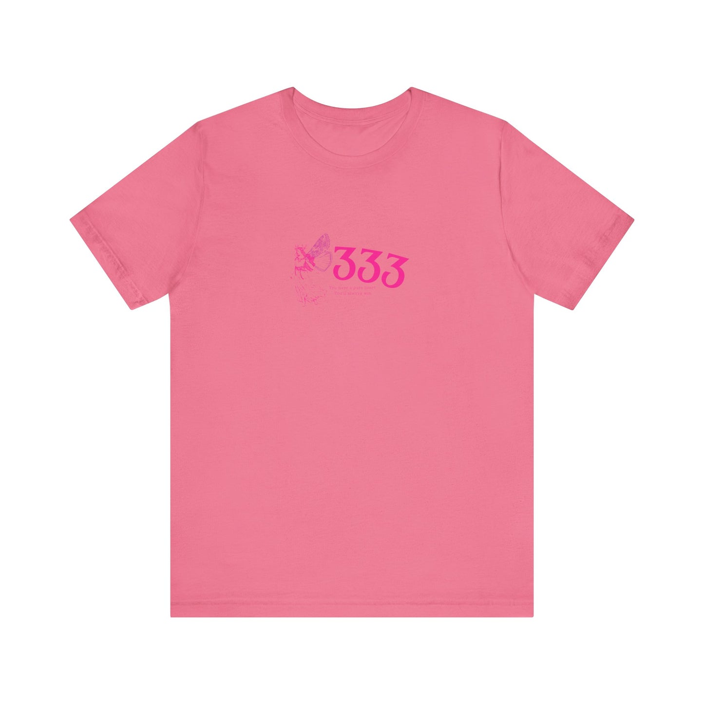 Angel Number 333 Unisex Tee, Spiritual Blessings Shirt, Pute Heart Graphic Top, Short Sleeve T-Shirt, Gift for Meditation, Reiki Healing