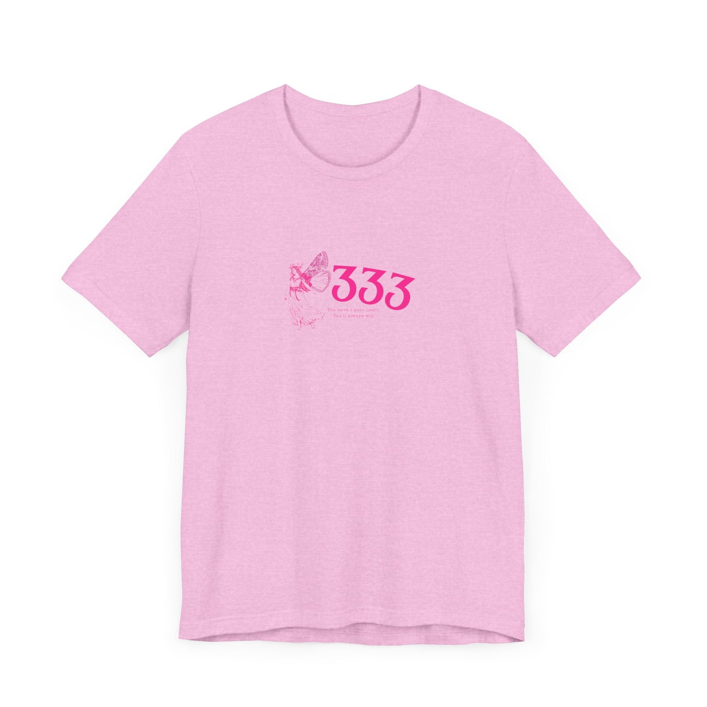 Angel Number 333 Unisex Tee, Spiritual Blessings Shirt, Pute Heart Graphic Top, Short Sleeve T-Shirt, Gift for Meditation, Reiki Healing