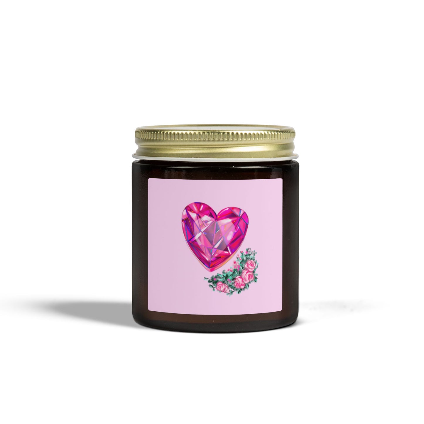 Coconut Apricot Scented Candle — Pink Gem Heart Design (4oz & 9oz)