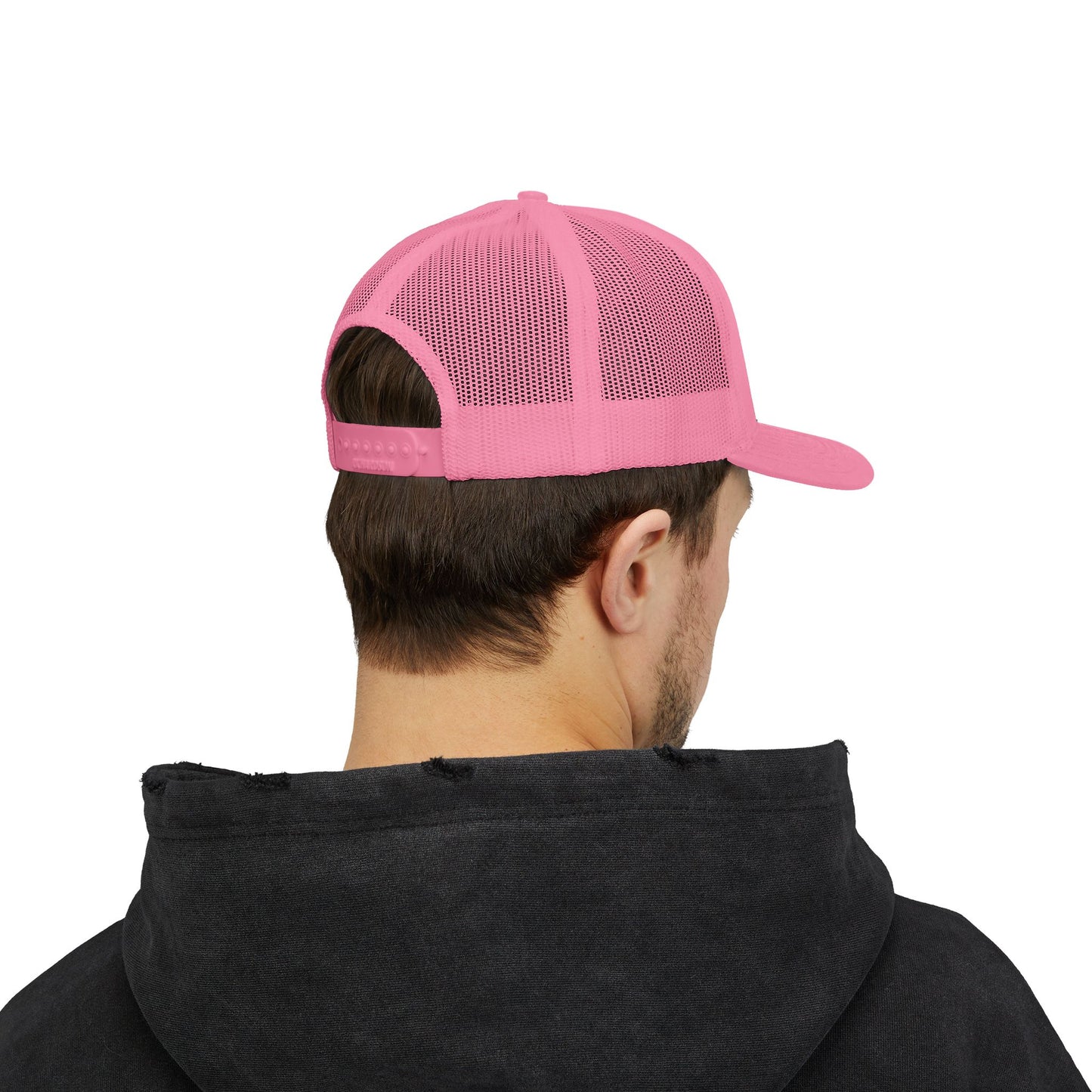 Embroidered Princess Marzipan logo Trucker Cap — Personalized Script Patch Snapback