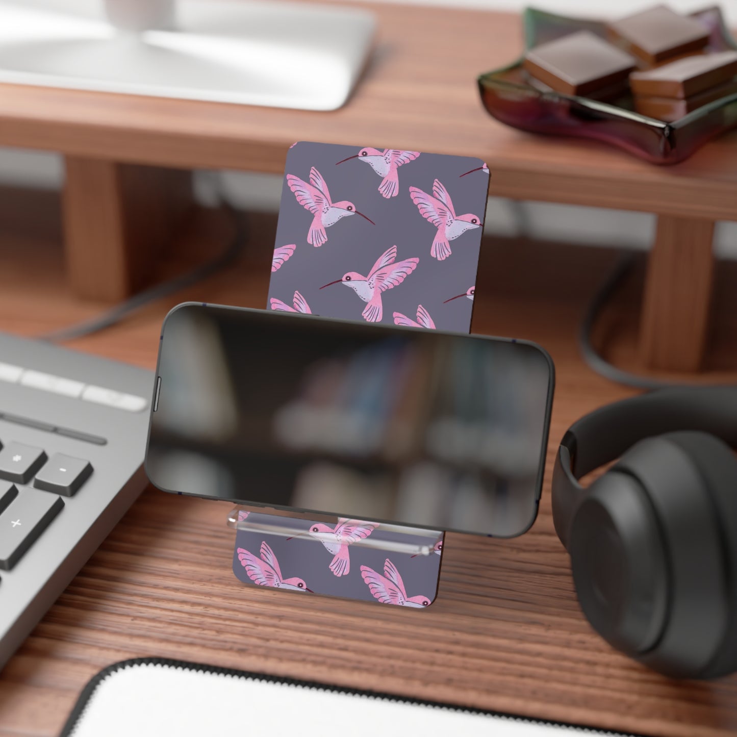 Pink Hummingbird Pattern Mobile Display Stand | Phone Stand