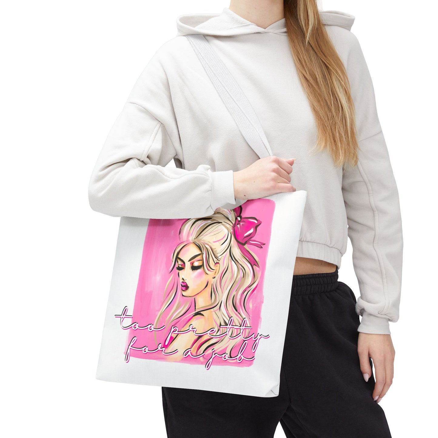 Pink Glam Tote Bag — Feminine Fashion Illustration Canvas Tote