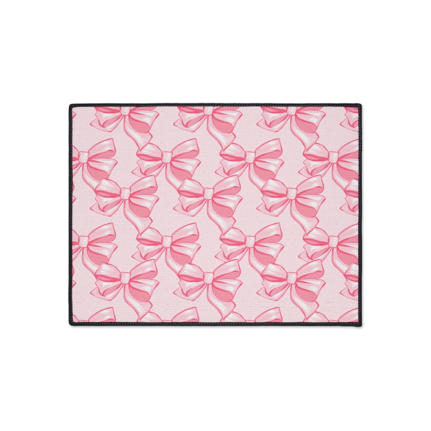 Pink Bow Pattern Floor Mat | Cute Ribbon Entryway Rug