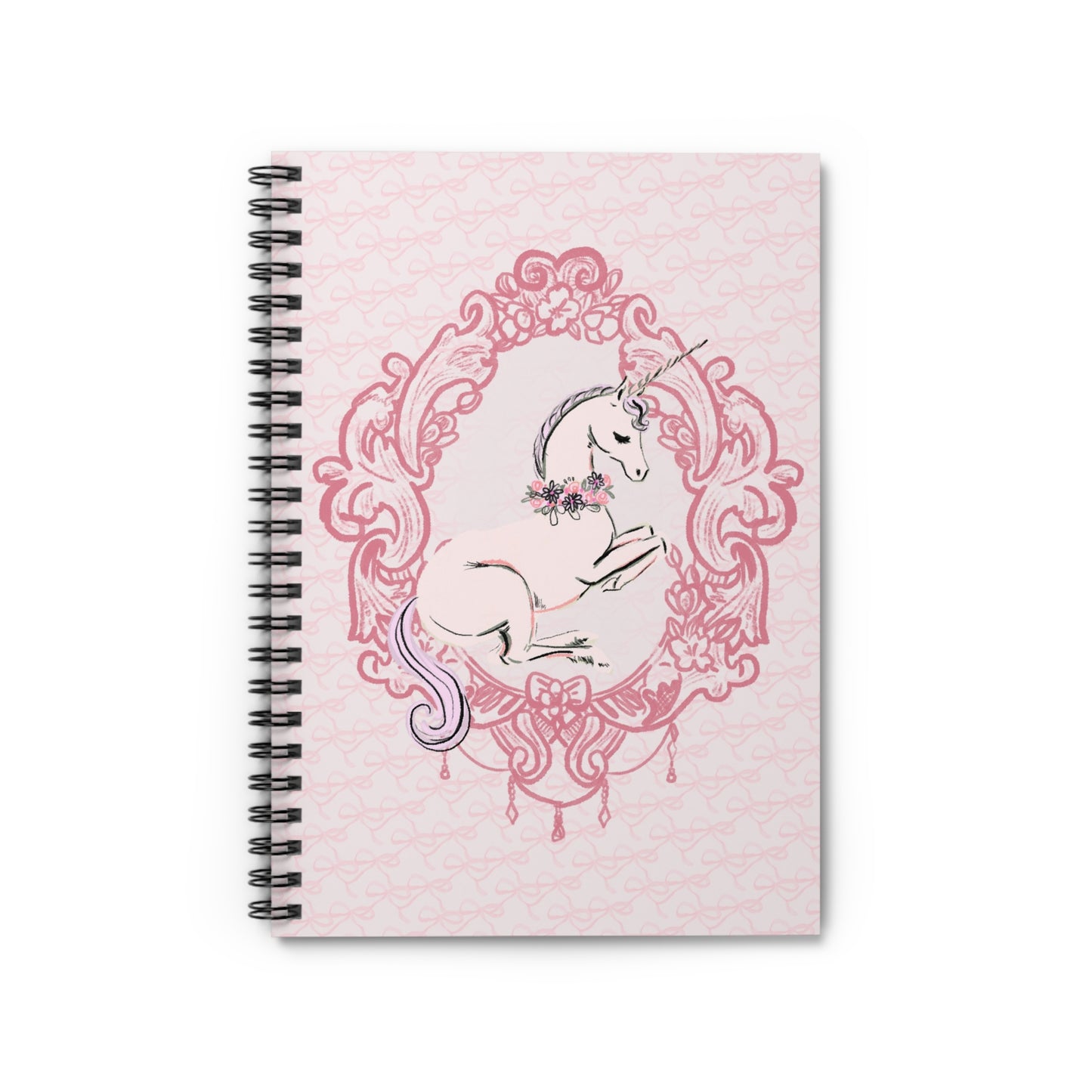 Floral Unicorn Illustration Spiral Notebook | Ruled