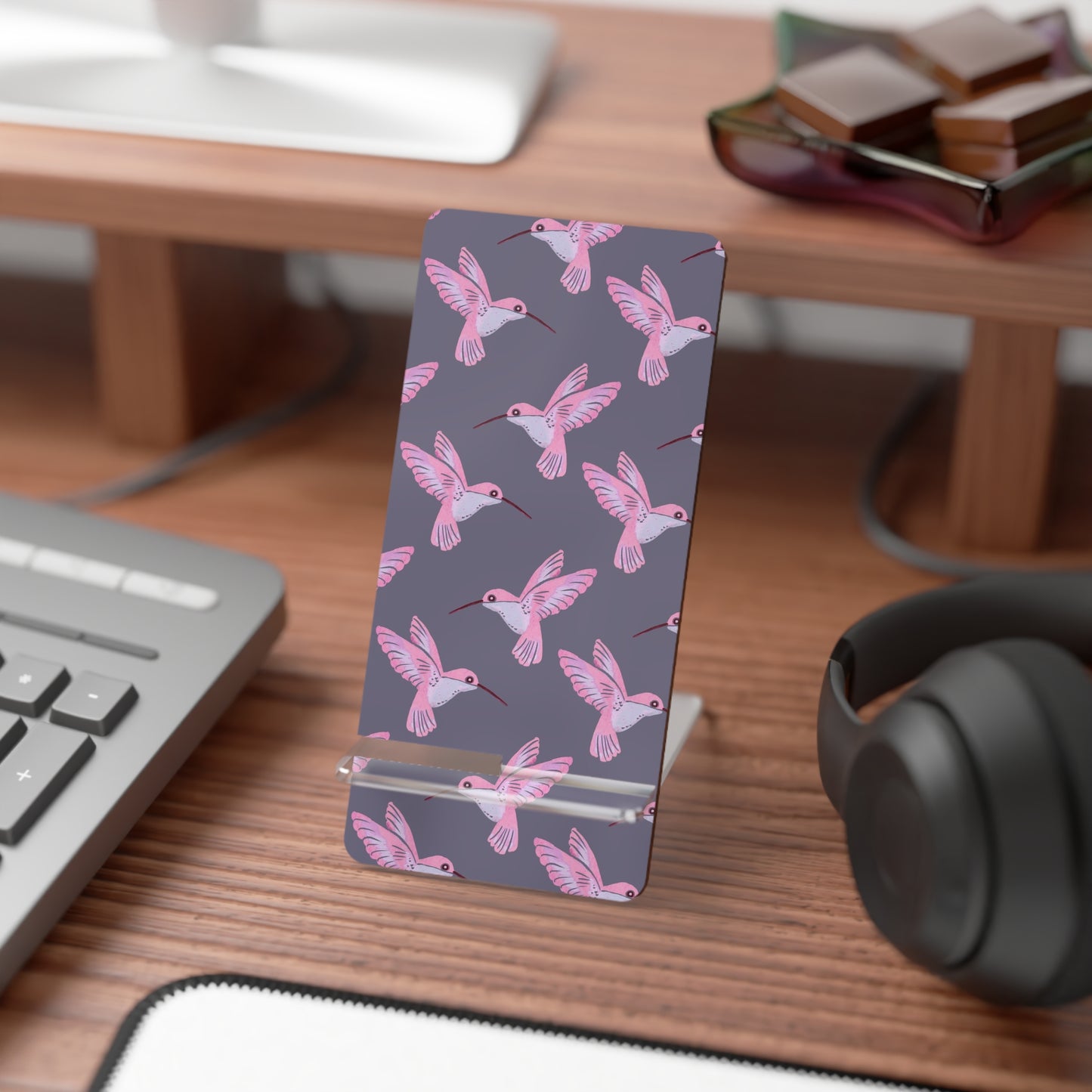 Pink Hummingbird Pattern Mobile Display Stand | Phone Stand