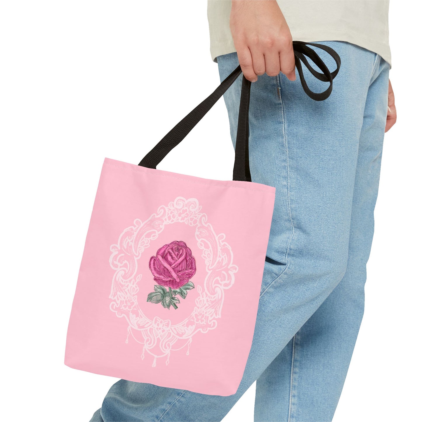 Pink Rose Lace Frame Tote