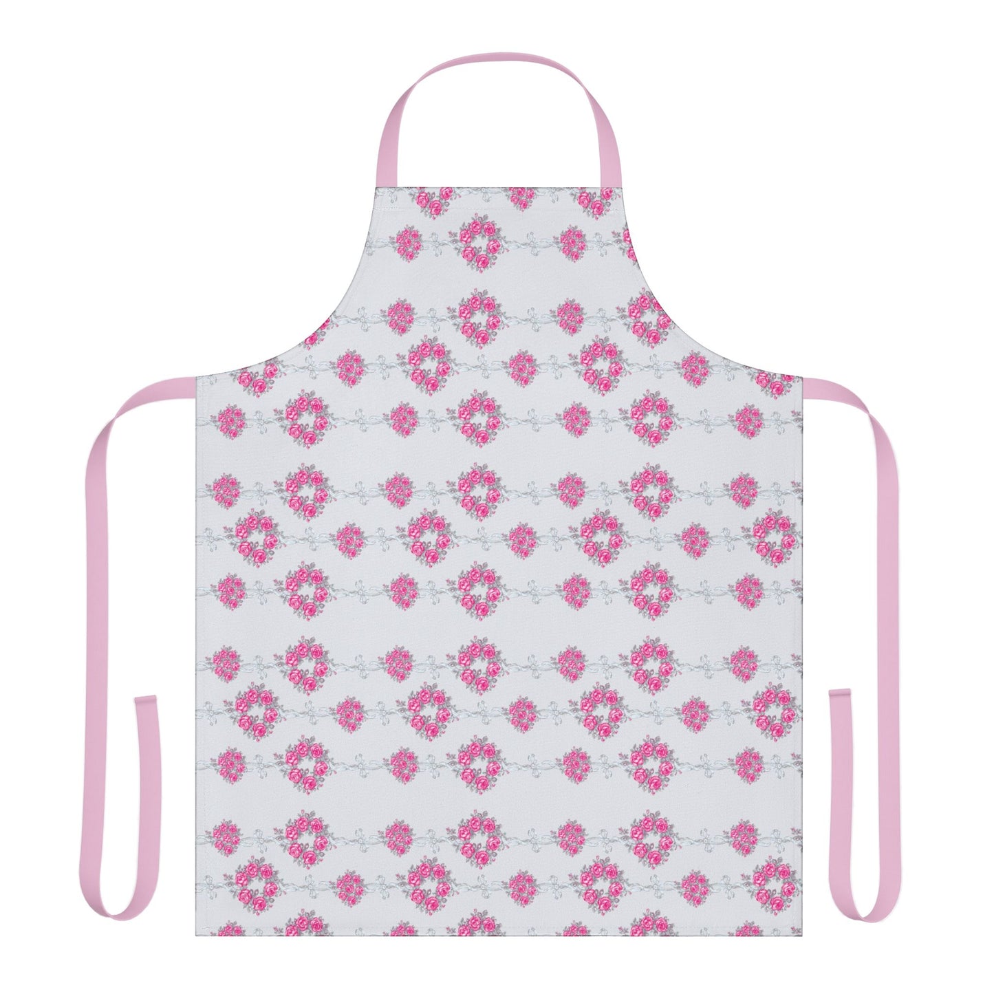 Pink Tie-Dye Apron — Floral Pattern Kitchen Apron with Pink Straps