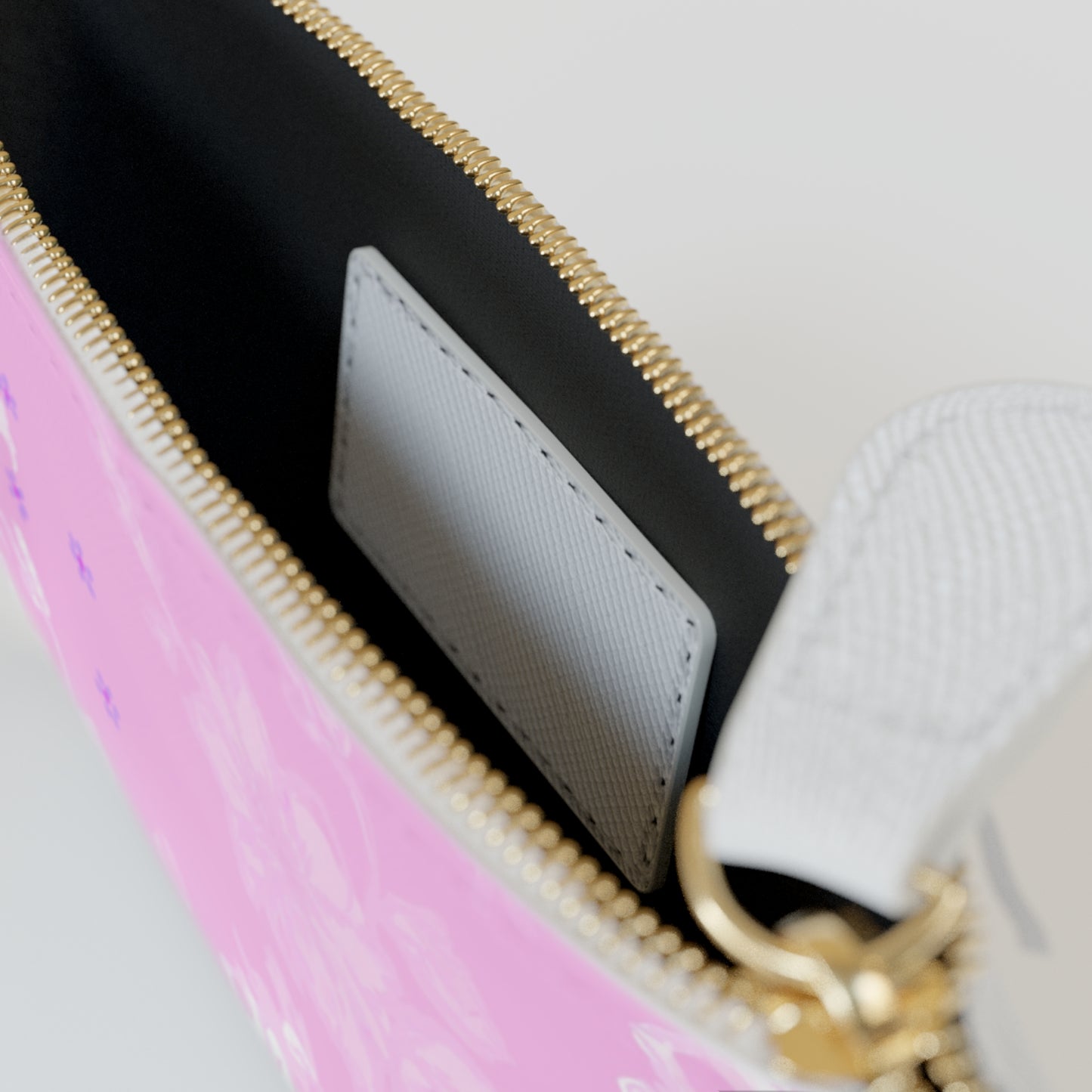 Floral Pink Mini Clutch Bag – Petite Zip Pouch with Delicate Blossom Pattern