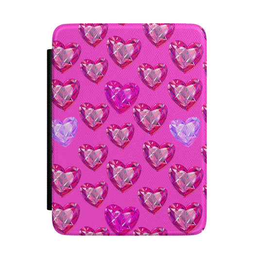 Pink Gem Heart Kindle Case — Sparkling Heart Pattern E-Reader Cover